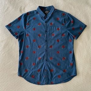 Hollister Men’s Blue Floral Button Up Shirt